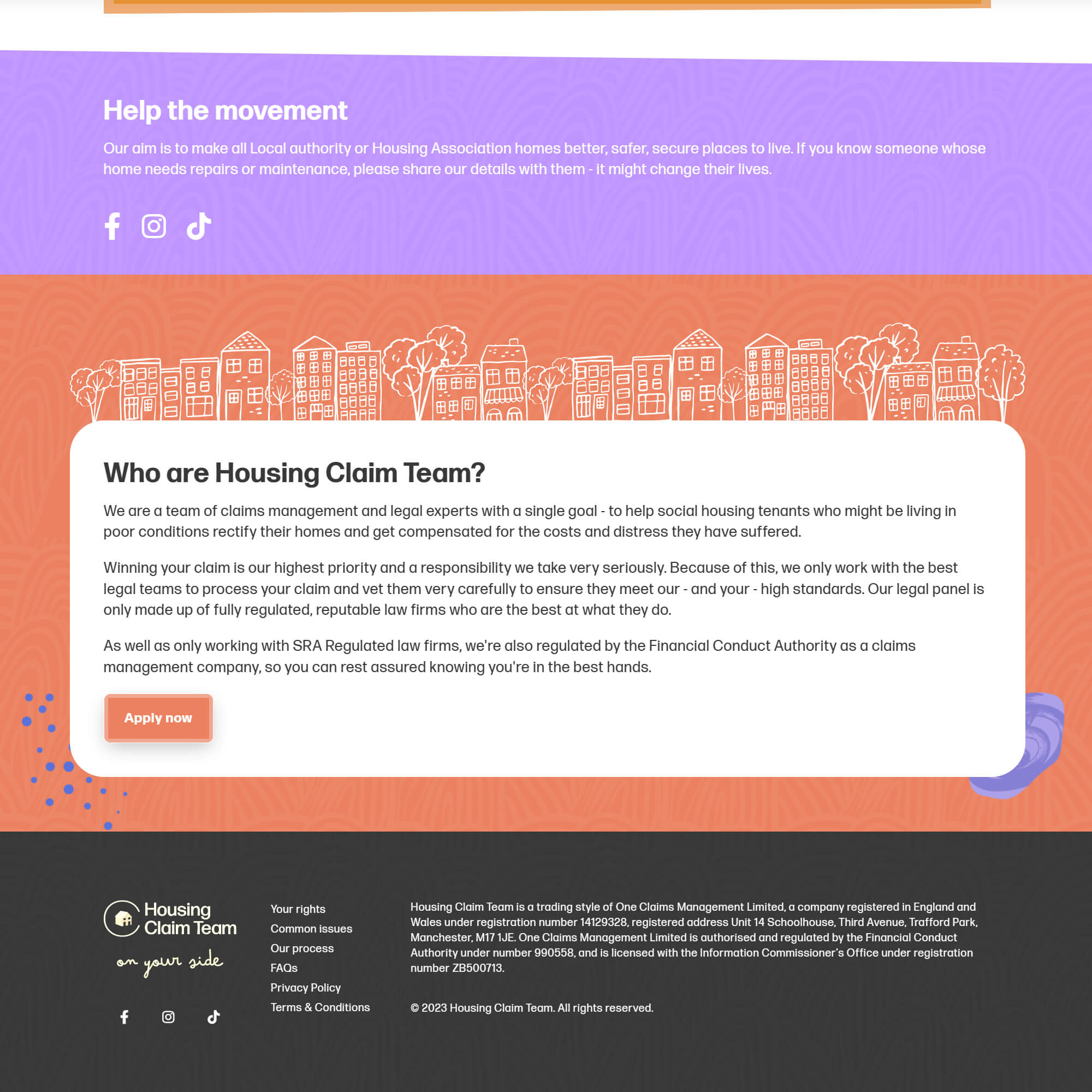 Who are Housing Claim Team Section of Website
